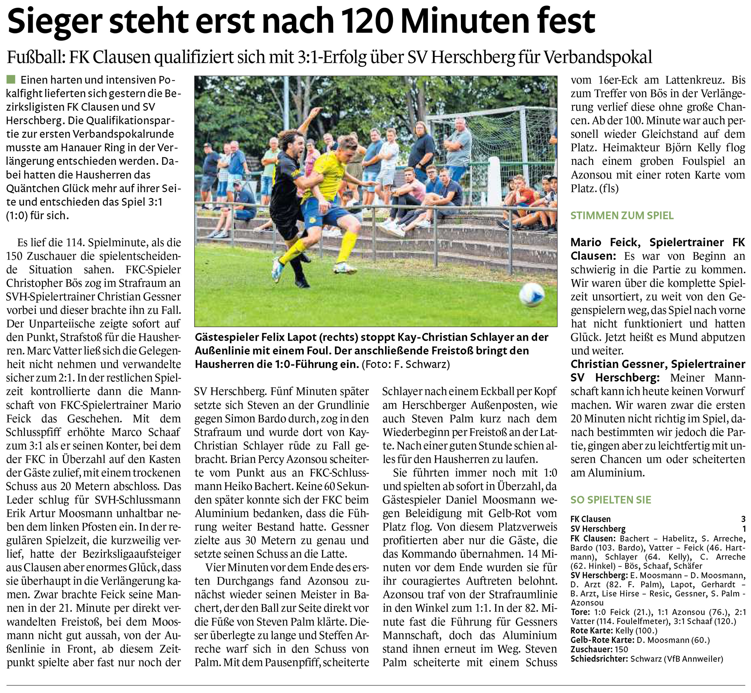 Sieger steht erst nach 120 Minuten fest