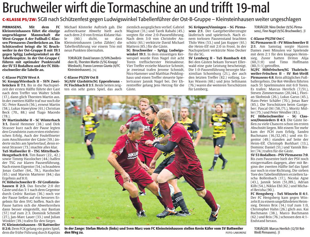 Bruchweiler wirft die Tormaschine an und trifft 19 mal