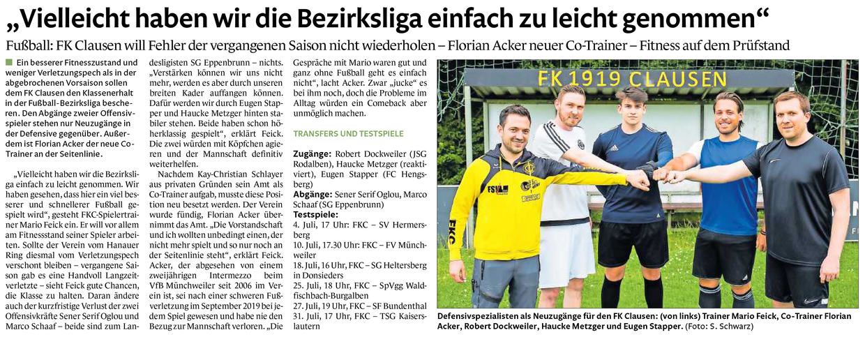 Vielleicht haben wir die Bezirksliga einfach zu leicht genommen