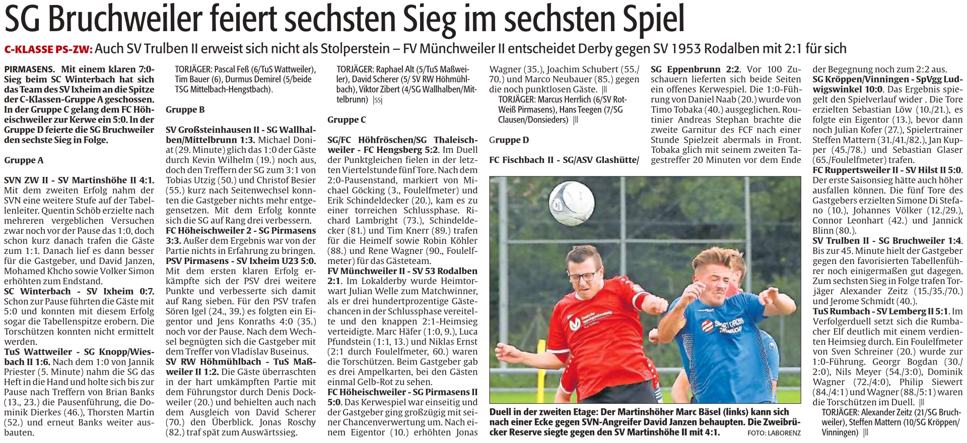 SG Bruchweiler feiert sechsten Sieg im sechsten Spiel
