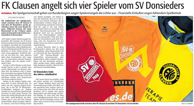 2022 09 02 FK Clausen angelt sich vier Spieler vom SV Donsieders